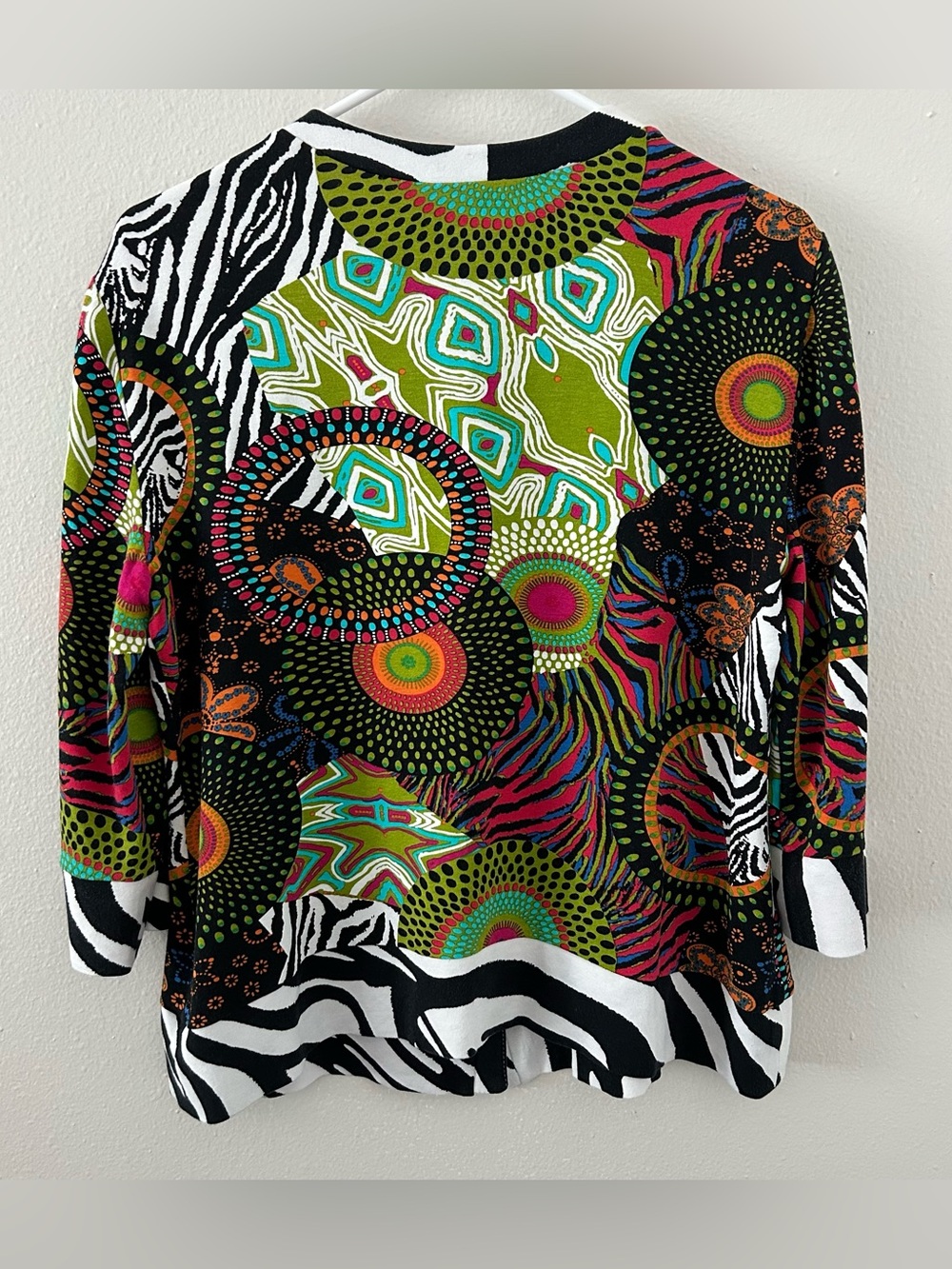 Joseph Ribkoff Womens 16 Button Up Top Blouse Colorful Mixed Print 3/4 Sleeve - Picture 3 of 6